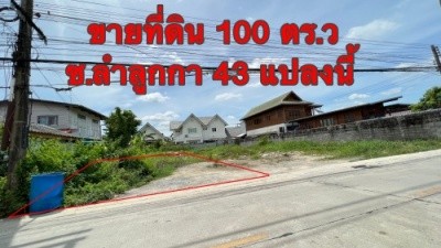 ที่ดิน 100 ตารางวา ถมแล้ว ซ.ลำลูกกา 43